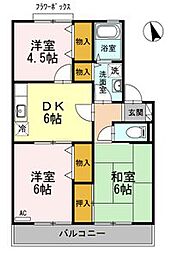 アヴァンティコートB棟 3DKの間取図画像