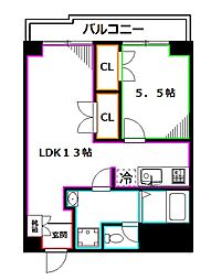 グリーンパークハイライズ 1LDKの間取図画像