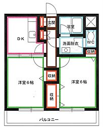 マンションカンギン 2DKの間取図画像