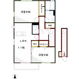 シャルメゾンA 2LDKの間取図画像