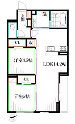 D-PRECIOUS武蔵野 2LDKの間取図画像