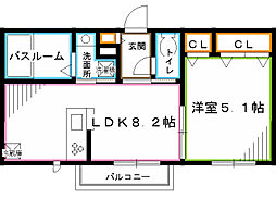 LESOLEAL 1LDKの間取図画像