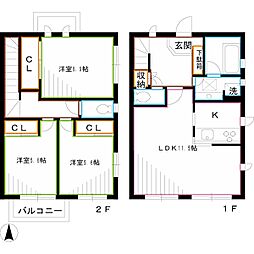 コートヤード深大寺C 3LDKの間取図画像