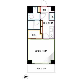 ドゥーエ武蔵小金井 1Kの間取図画像