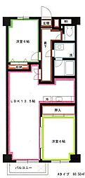 吉祥寺北町ハイム 2LDKの間取図画像