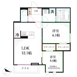 D-PRECIOUS深大寺東町 2LDKの間取図画像