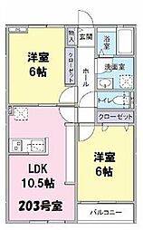 ヴィラアゼリア 2LDKの間取図画像