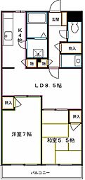 ファミーユ柳沢 2LDKの間取図画像
