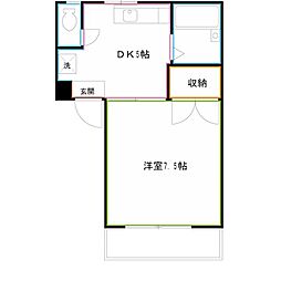 ヴァンベール三鷹 1DKの間取図画像