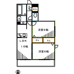 ラ・ルーチェ 2LDKの間取図画像