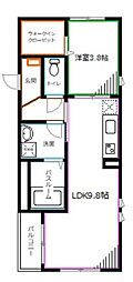 DWELL結 1LDKの間取図画像