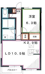 メゾン・フローラ 1LDKの間取図画像