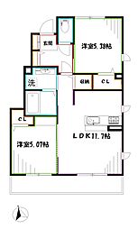 マリキータ・ロハ 2LDKの間取図画像