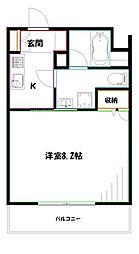 JR中央本線 三鷹駅 徒歩9分の賃貸マンション 3階1Kの間取り