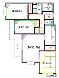 フラット浜田山B 3階3LDKの間取り