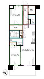 トラープランド蒼麗館 4階2LDKの間取り