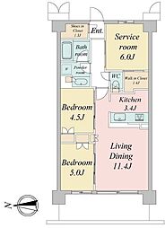 トラープランド蒼麗館 2階2SLDKの間取り
