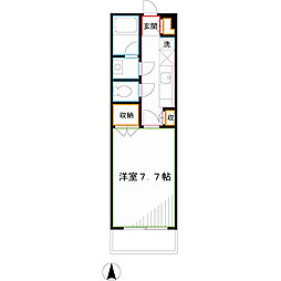 コロネット小金井緑 3階1Kの間取り