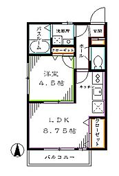 クワトロ 2階1LDKの間取り