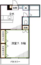 リーゾ・ヴィヴァーチェ 2階1DKの間取り