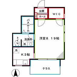 西武新宿線 井荻駅 徒歩4分の賃貸アパート 1階1Kの間取り