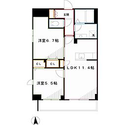 シルフィッド 5階2LDKの間取り