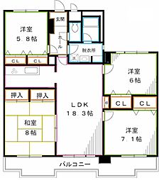 プリメール石神井 1階4LDKの間取り