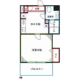 グレイスガーデン 1階1Kの間取り