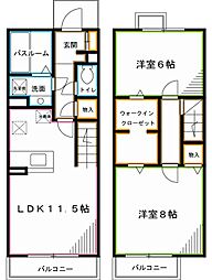 トリオン 2階2LDKの間取り