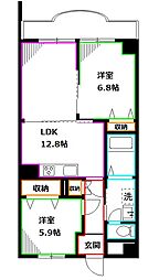 Uresidence三鷹 2LDKの間取図画像