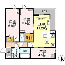 練馬区下石神井3丁目アパート 3LDKの間取図画像