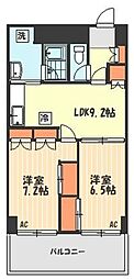 ディフロイデェ 2LDKの間取図画像