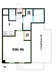 ヒラソル三鷹 1Kの間取図画像