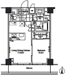 ザ・パークハビオ高円寺 1LDKの間取図画像