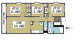 クレールメゾン 3LDKの間取図画像