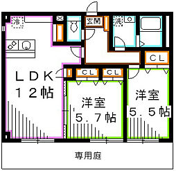 ガーデンズマンション 2LDKの間取図画像
