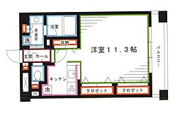 JR中央本線 中野駅 徒歩11分の賃貸マンション 11階ワンルームの間取り