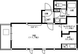 JR総武線 高円寺駅 徒歩1分の賃貸マンション 2階1Kの間取り