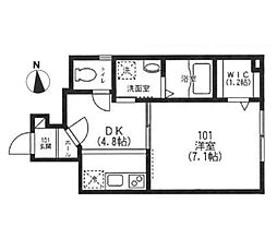 La Fleur 1階1DKの間取り