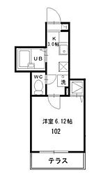 ジュネス 1階1Kの間取り