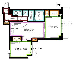プライムアーバン新宿落合 1階2DKの間取り