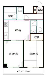 ダイアパレス中野本町 2DKの間取図画像