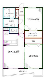 アディンプル 2LDKの間取図画像