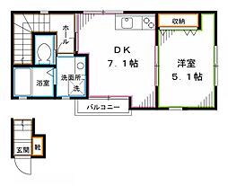 グランコート上高田 1DKの間取図画像