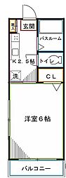 パインズパレス 1Kの間取図画像