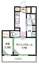 アジールコート新高円寺 1DKの間取図画像