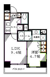 パークアクシス東高円寺 1LDKの間取図画像