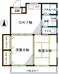 ハイツ井荻 2DKの間取図画像
