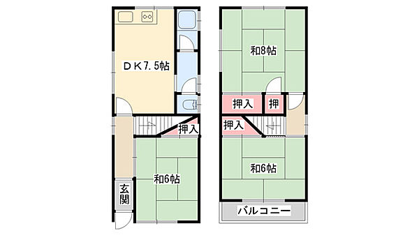 辻本ハイツ8号 ｜大阪府寝屋川市萱島信和町(賃貸一戸建3DK・1階・65.52㎡)の写真 その2