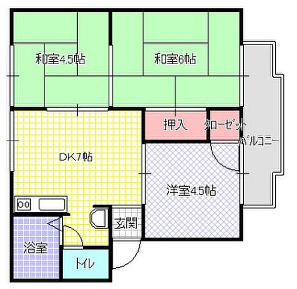 石橋ハイツB棟 ｜大阪府寝屋川市高柳5丁目(賃貸アパート3DK・2階・42.00㎡)の写真 その2